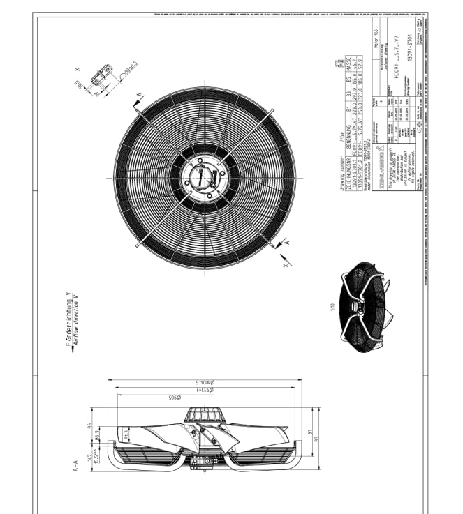 FC091-SDS.7Q.V7 Ziehl-abegg Fan 400VAC 3.6/2.5KW IP54 Axial Air Conditioning Fan