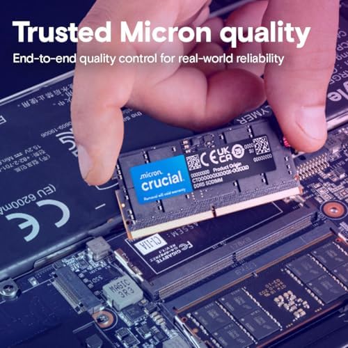 Crucial 32GB DDR5 RAM Kit (2x16GB, 5600MHz (or 5200MHz or 4800MHz Laptop Memory 262-Pin SODIMM, Compatible with Intel Core and AMD Ryzen 7000, Black - CT2K16G56C46S5