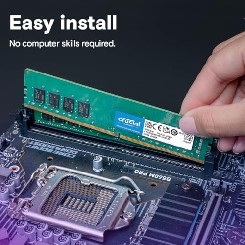 Crucial 32GB DDR4 RAM, 3200MHz (PC4-25600 CL22 Desktop Memory, UDIMM 288-Pin, Downclockable to 2933/2666MHz, Compatible with Intel and AMD Ryzen - CT16G4DFRA32A