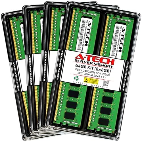 A-Tech 32GB Kit (2x16GB DDR4 3200MHz PC4-25600 ECC RDIMM 2Rx8 Dual Rank 1.2V ECC Registered DIMM 288-Pin Server & Workstation RAM Memory Upgrade Modules (A-Tech Enterprise Series