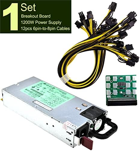 DPS-1200FB A 1200W PSU Power Supply+ Breakout Board + 12pcs 6pin-to-8pin Cables Mining BTC ETH Switching