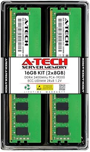 A-Tech Server 32GB Kit (2x16GB DDR4 3200MHz PC4-25600 ECC UDIMM 2Rx8 Dual Rank 1.2V ECC Unbuffered DIMM 288-Pin Server & Workstation RAM Memory Upgrade Modules (A-Tech Enterprise Series