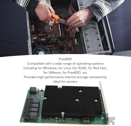 LSI SAS 9300 16I HBA Card, 12Gbps HBA RAID Controller Card with 16 SATA SAS Ports, for for Linux for VMware for Freebsd
