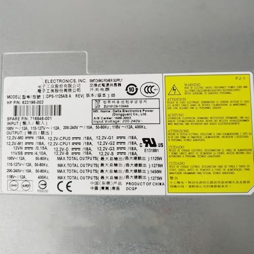 for H P Z820 1125W Workstation Power Supply 623196-002 716646-001 DPS-1125AB A