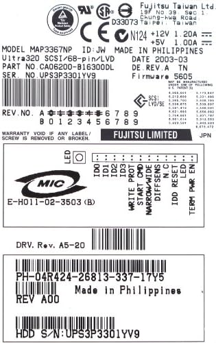 MAP3367NP, 36GB 10K RPM U320 68pIN SCSI