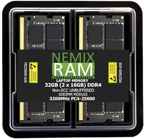 NEMIX RAM 16GB (1X16GB DDR4 3200MHZ PC4-25600 2Rx8 1.2V CL22 260-PIN Non-ECC SODIMM Laptop PC Memory