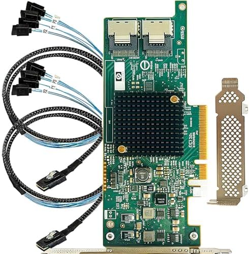 SAS HBA Card Compatible with LSI 9205-8i IT Mode PCIe SATA Expansion Card, 8-Port 6Gbps PCIe 3.0, SAS Expander Support, HBA Controller with 2x SFF-8087 to 4x SATA Cables for ZFS TrueNAS unRAID Proxmox