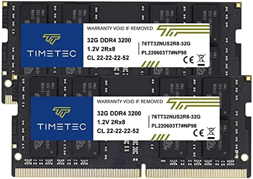 Timetec Premium 32GB KIT(2x16GB DDR4 3200MHz (or 2933MHz or 2666MHz PC4-25600 Non-ECC Unbuffered 1.2V CL22 2Rx8 Dual Rank 260 Pin SODIMM Laptop Notebook PC Computer Memory RAM Upgrade