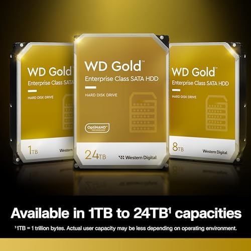 Western Digital 24TB WD Gold Enterprise Class SATA Internal Hard Drive HDD - 7200 RPM, SATA 6 Gb/s, 512 MB Cache, 3.5" - WD242KRYZ