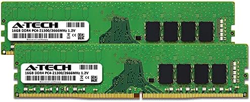 A-Tech 32GB (2x16GB DDR4 2666 MHz UDIMM PC4-21300 (PC4-2666V CL19 DIMM Non-ECC Desktop RAM Memory Modules
