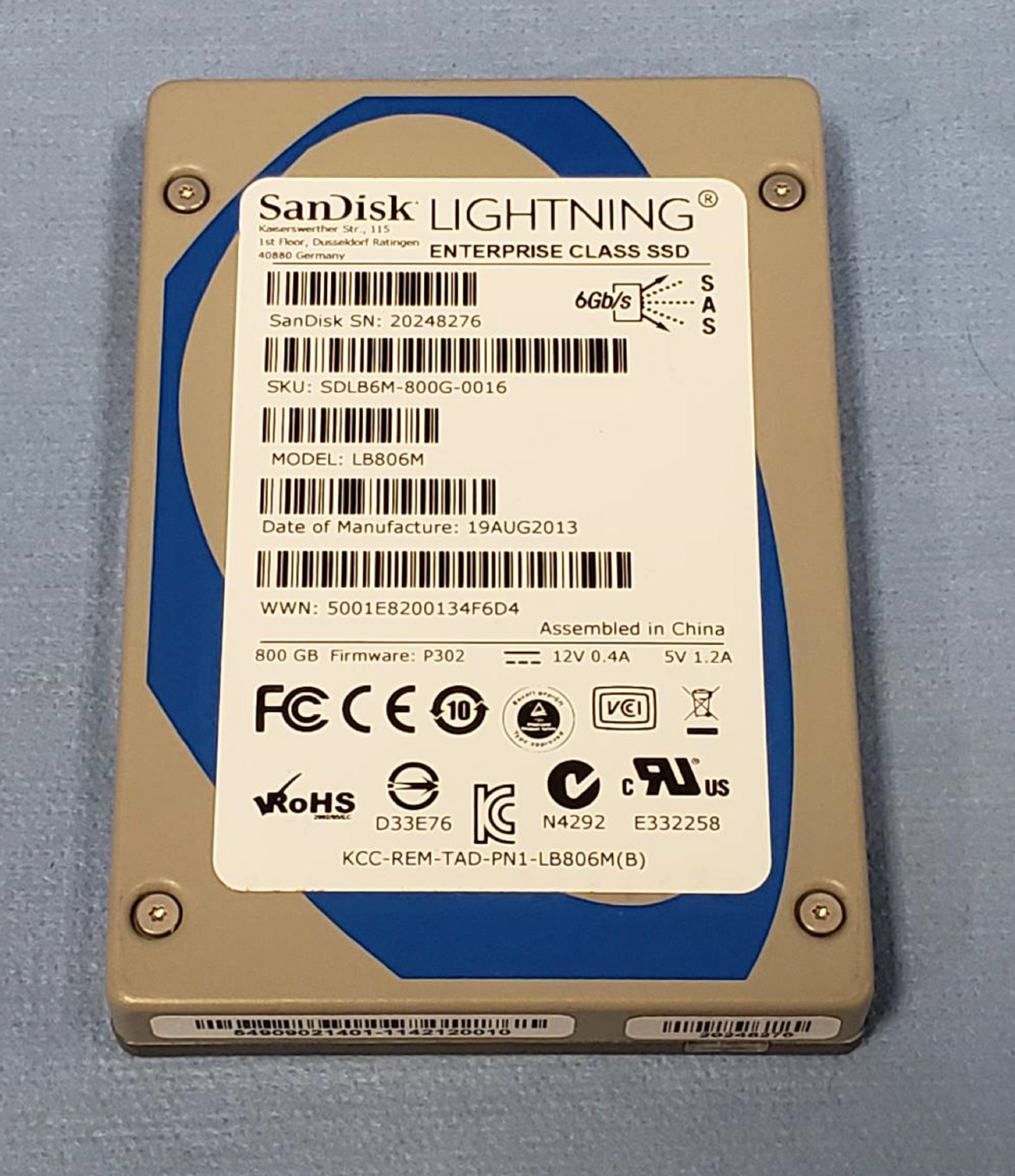 SanDisk Lightning 800GB 6Gb/s 2.5" SAS SSD - PN: SDLB6M-800G-0016