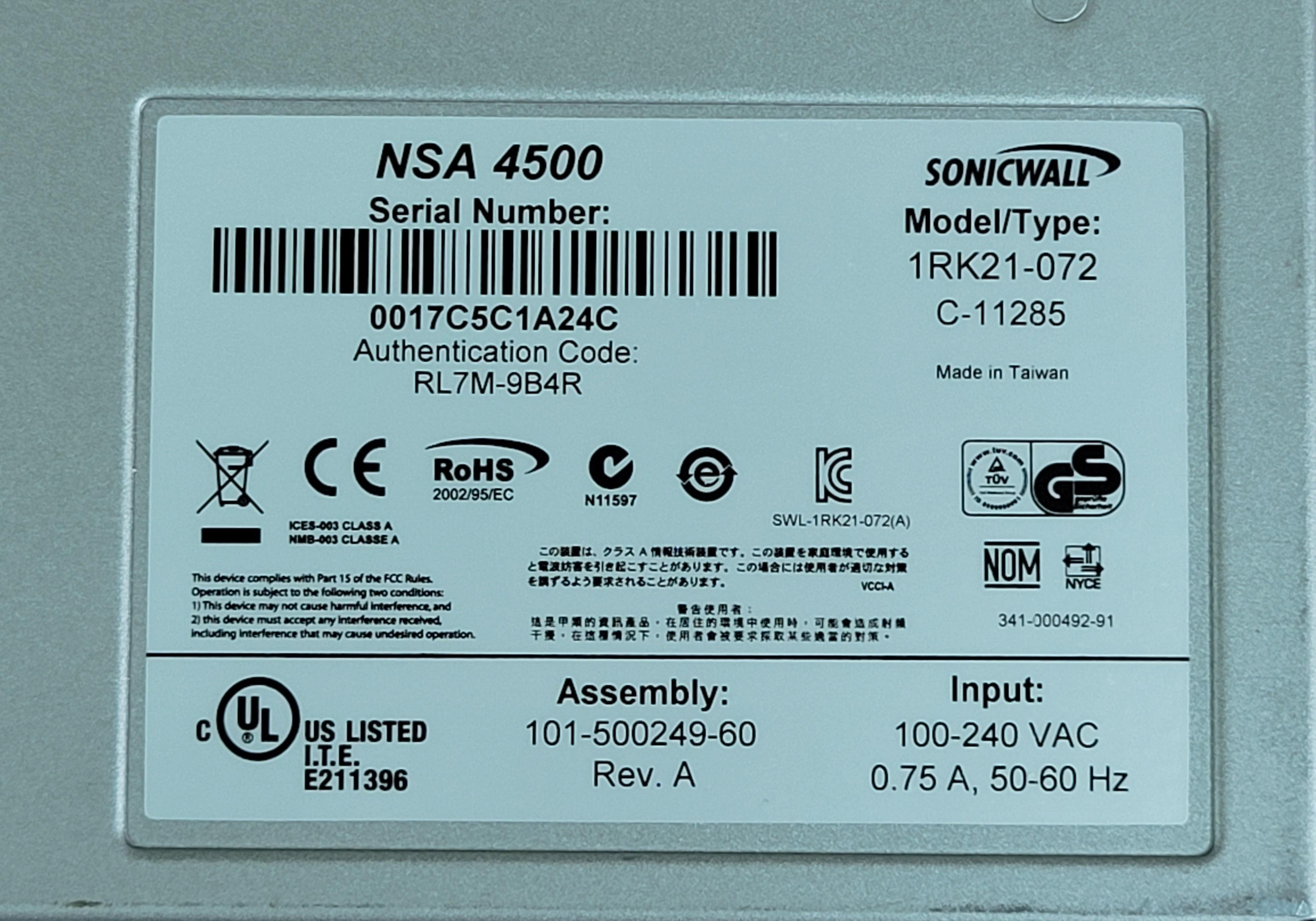 SonicWall Network Security Appliance NSA 4500