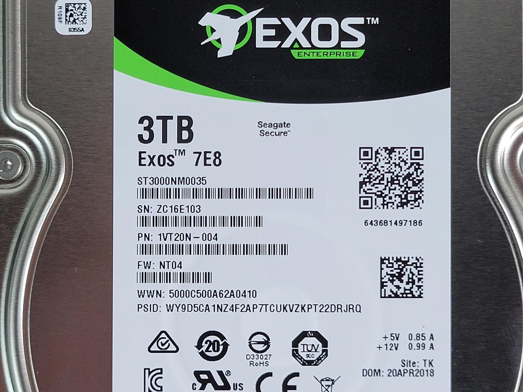 Lot of 2x Seagate ST3000NM0035 3TB 7.2k 12Gb/s 3.5” SAS Hard Drive SED