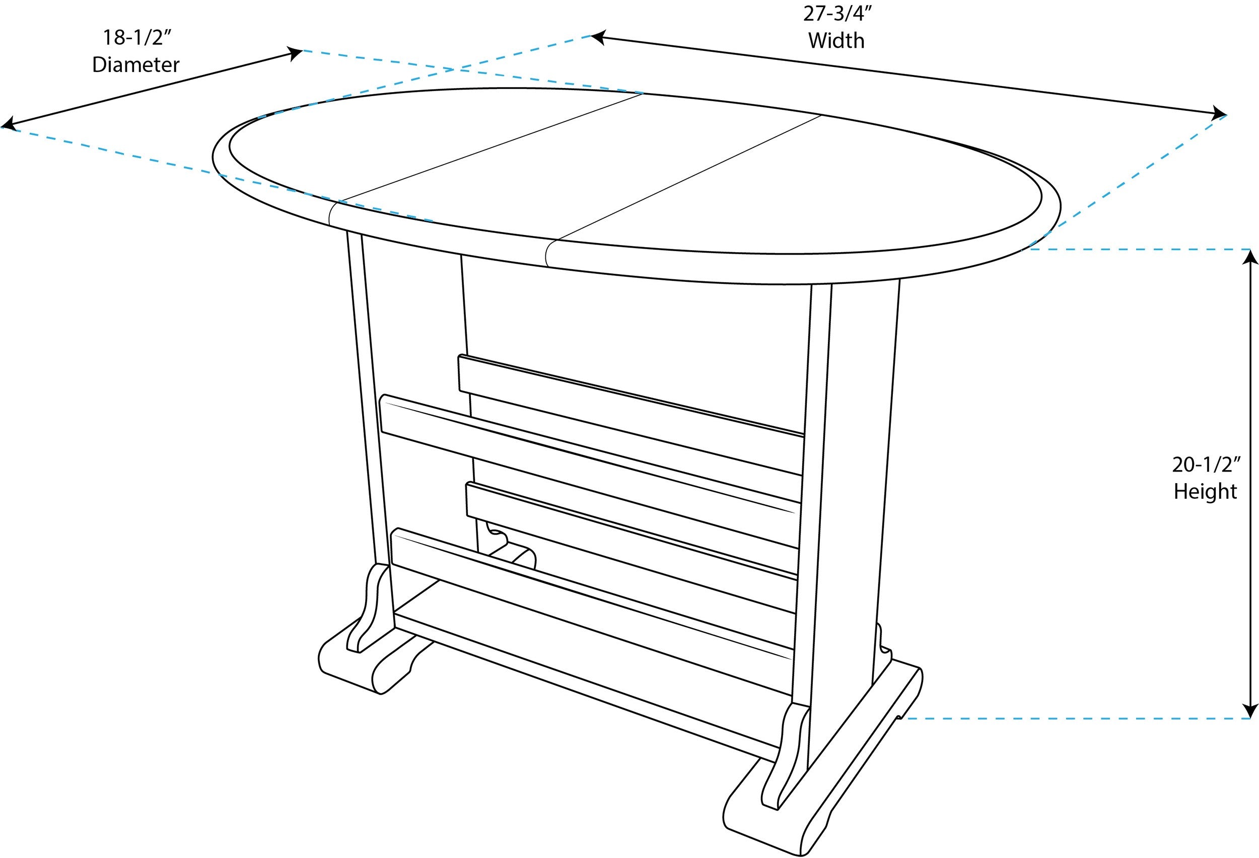Whitecap 60055 Large Drop Leaf Table