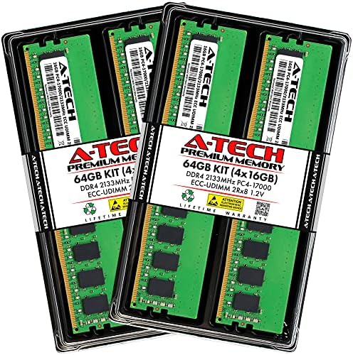 A-Tech Server 32GB Kit (2x16GB DDR4 2400MHz PC4-19200 ECC UDIMM 2Rx8 Dual Rank 1.2V ECC Unbuffered DIMM 288-Pin Server & Workstation RAM Memory Upgrade Modules (A-Tech Enterprise Series