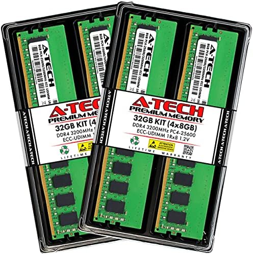 A-Tech Server 32GB Kit (2x16GB DDR4 2400MHz PC4-19200 ECC UDIMM 2Rx8 Dual Rank 1.2V ECC Unbuffered DIMM 288-Pin Server & Workstation RAM Memory Upgrade Modules (A-Tech Enterprise Series