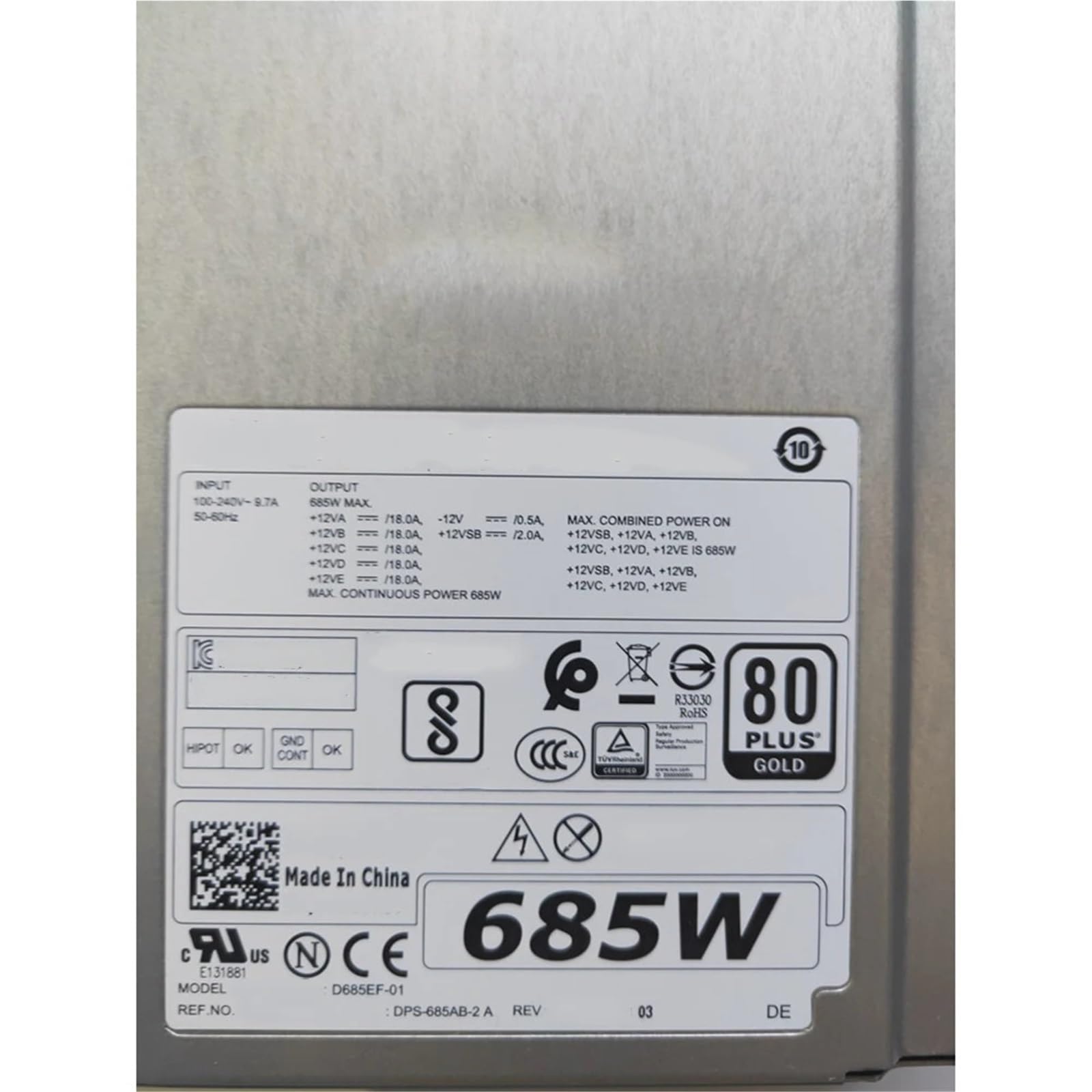 EKELRXUA 1pc for T5810 T7810 MT 685W Power Supply CYP9P W4DTF K8CDY D685EF-01 H685EF-00