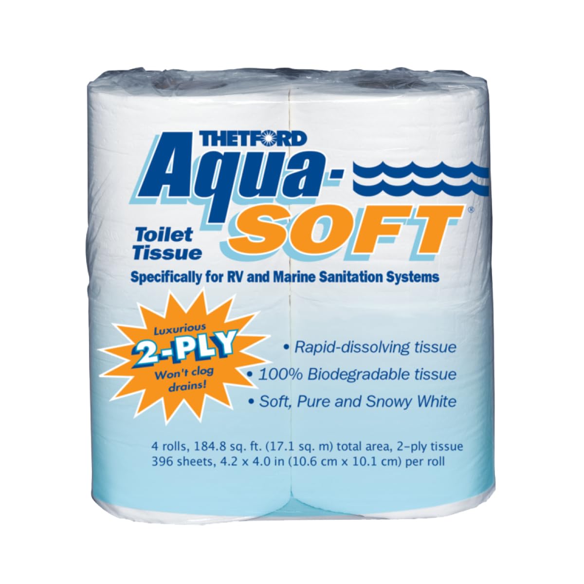 Thetford 3300 Aqua Soft 2-Ply Toilet Tissue-Toilet Paper