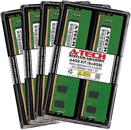 A-Tech 64GB Kit (2x32GB DDR4 2133MHz PC4-17000 ECC RDIMM 2Rx4 Dual Rank 1.2V ECC Registered DIMM 288-Pin Server & Workstation RAM Memory Upgrade Modules (A-Tech Enterprise Series