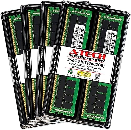 A-Tech 64GB Kit (2x32GB DDR4 2400MHz PC4-19200 ECC RDIMM 2Rx4 Dual Rank 1.2V ECC Registered DIMM 288-Pin Server & Workstation RAM Memory Upgrade Modules (A-Tech Enterprise Series