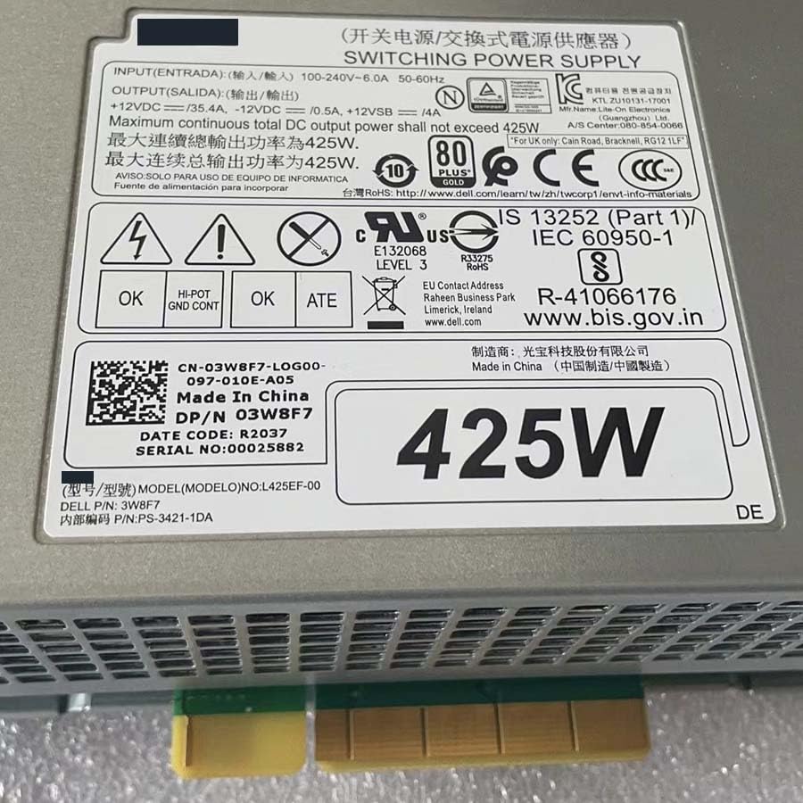 425W Power Supply Unit L425EF-00 T5820 T7820 D425EF-03 Y097X 3W8F7