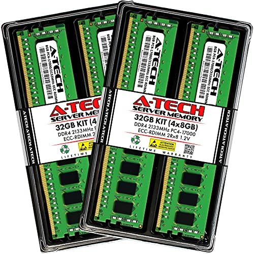 A-Tech 32GB Kit (2x16GB DDR4 3200MHz PC4-25600 ECC RDIMM 2Rx8 Dual Rank 1.2V ECC Registered DIMM 288-Pin Server & Workstation RAM Memory Upgrade Modules (A-Tech Enterprise Series