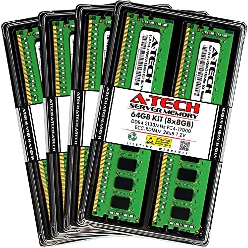 A-Tech 64GB Kit (2x32GB DDR4 2133MHz PC4-17000 ECC RDIMM 2Rx4 Dual Rank 1.2V ECC Registered DIMM 288-Pin Server & Workstation RAM Memory Upgrade Modules (A-Tech Enterprise Series