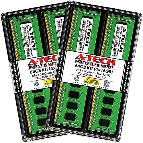 A-Tech 64GB Kit (2x32GB DDR4 2666MHz PC4-21300 ECC RDIMM 2Rx4 Dual Rank 1.2V ECC Registered DIMM 288-Pin Server & Workstation RAM Memory Upgrade Modules (A-Tech Enterprise Series