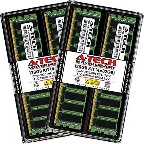 A-Tech 128GB Kit (4x32GB Memory RAM for Dell PowerEdge R630 - DDR4 2133MHz PC4-17000 ECC Load Reduced LRDIMM 4DRx4 (4Rx4 1.2V - Server