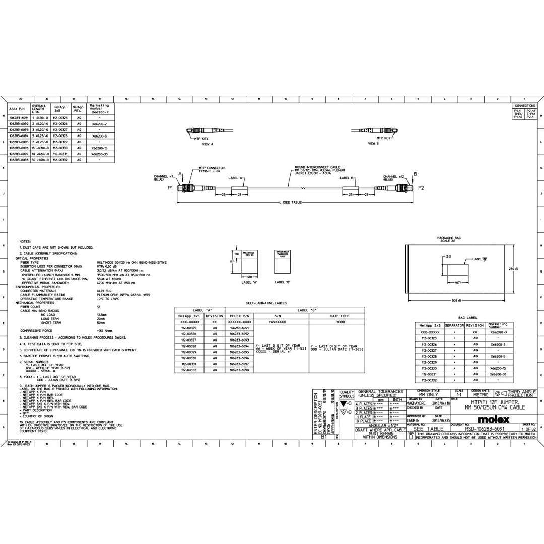 Netapp MPO to MPO 30M Data Cable | X66200-30-N