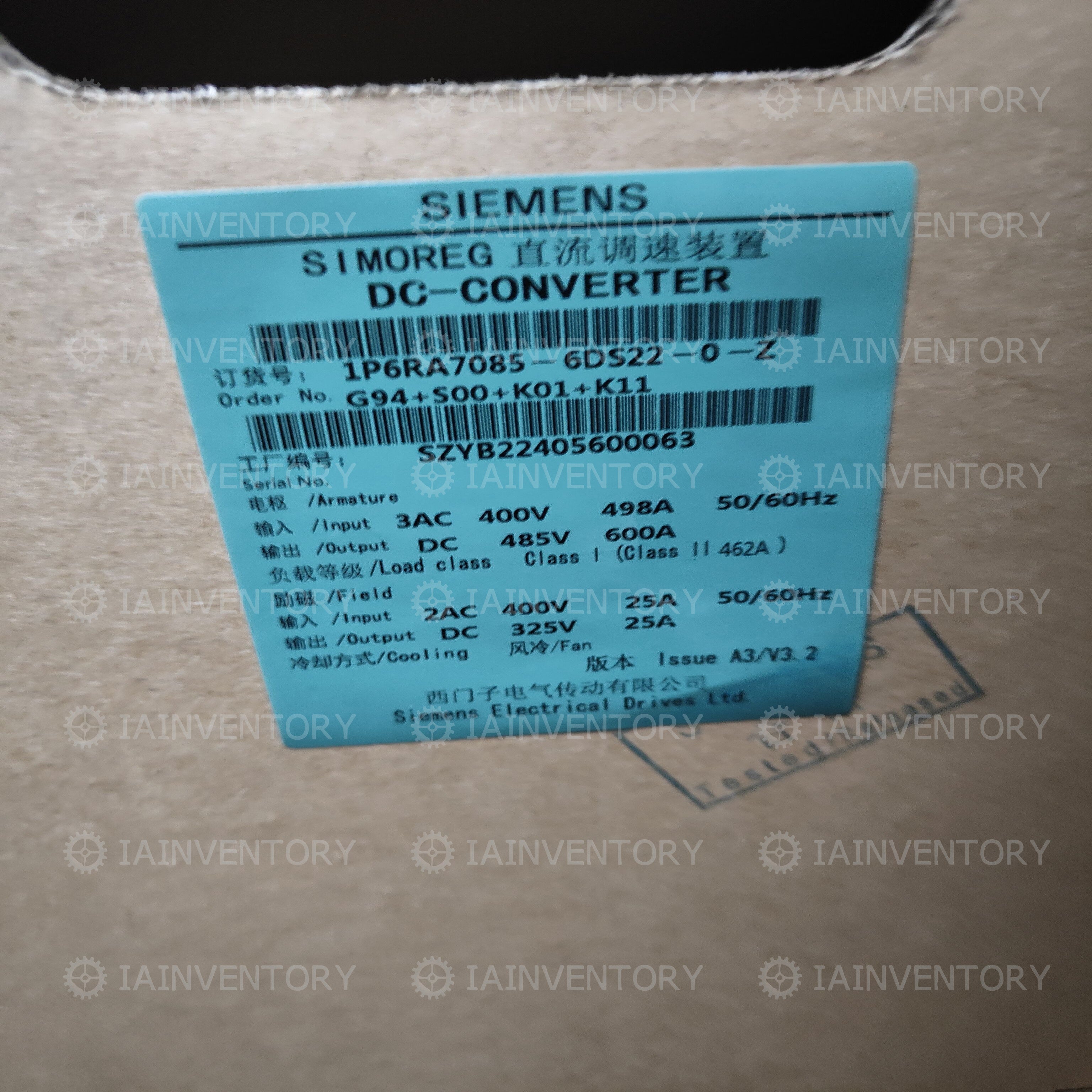 SIEMENS 1P6RA7085-6DS22-0-Z Z=K01+K11+G95