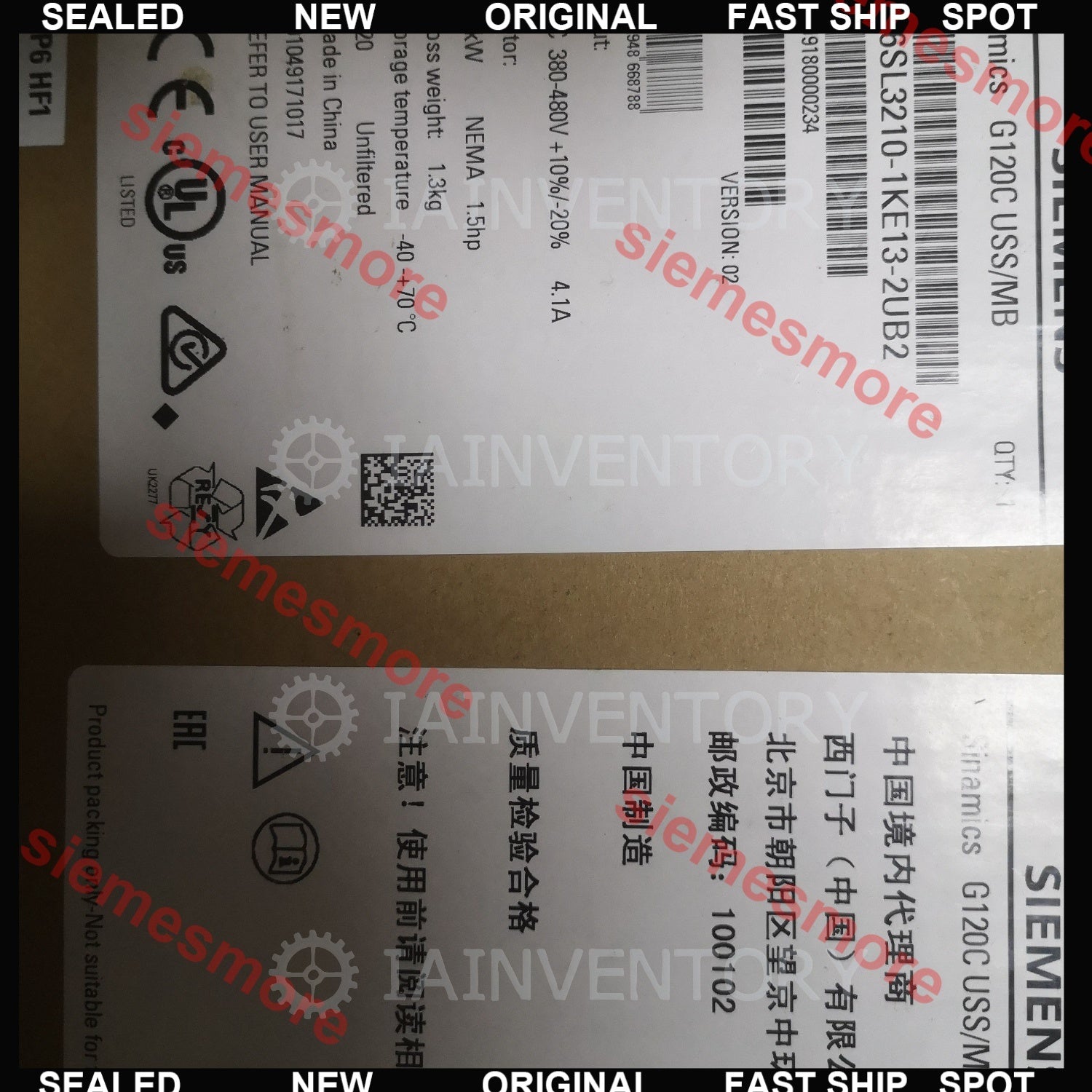 SIEMENS 6SL3210-1KE13-2UB2 6SL3 210-1KE13-2UB2