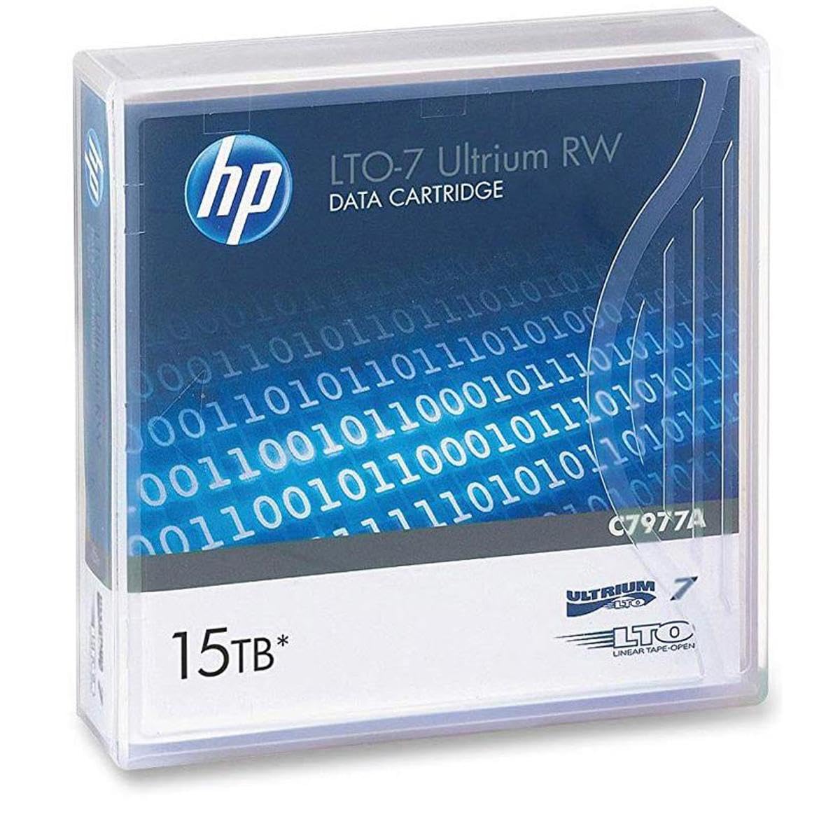 HP C7977A 1/2-Inch Ultrium LTO-7 Cartridge, 2,200 ft, 15 TB Native/6TB Compressed Capacity