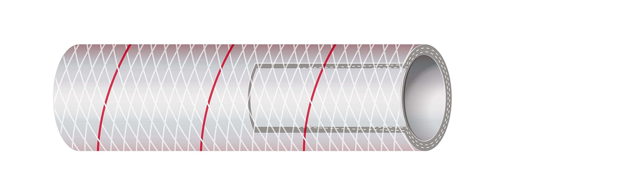 Shield 16-162-0585 Shields Marine Hose Clear Reinforced Series 162 PVC Tubing w/, Red Tracer
