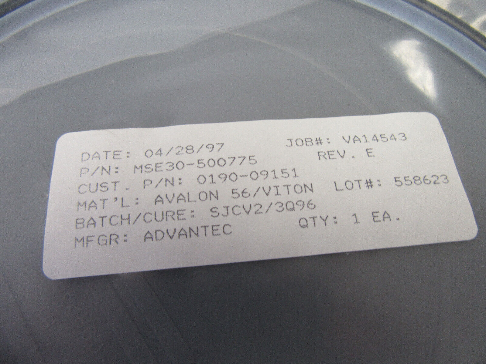 Applied Materials 0190-09151 Heater Window Seal - Label | Alo Tech Solutions