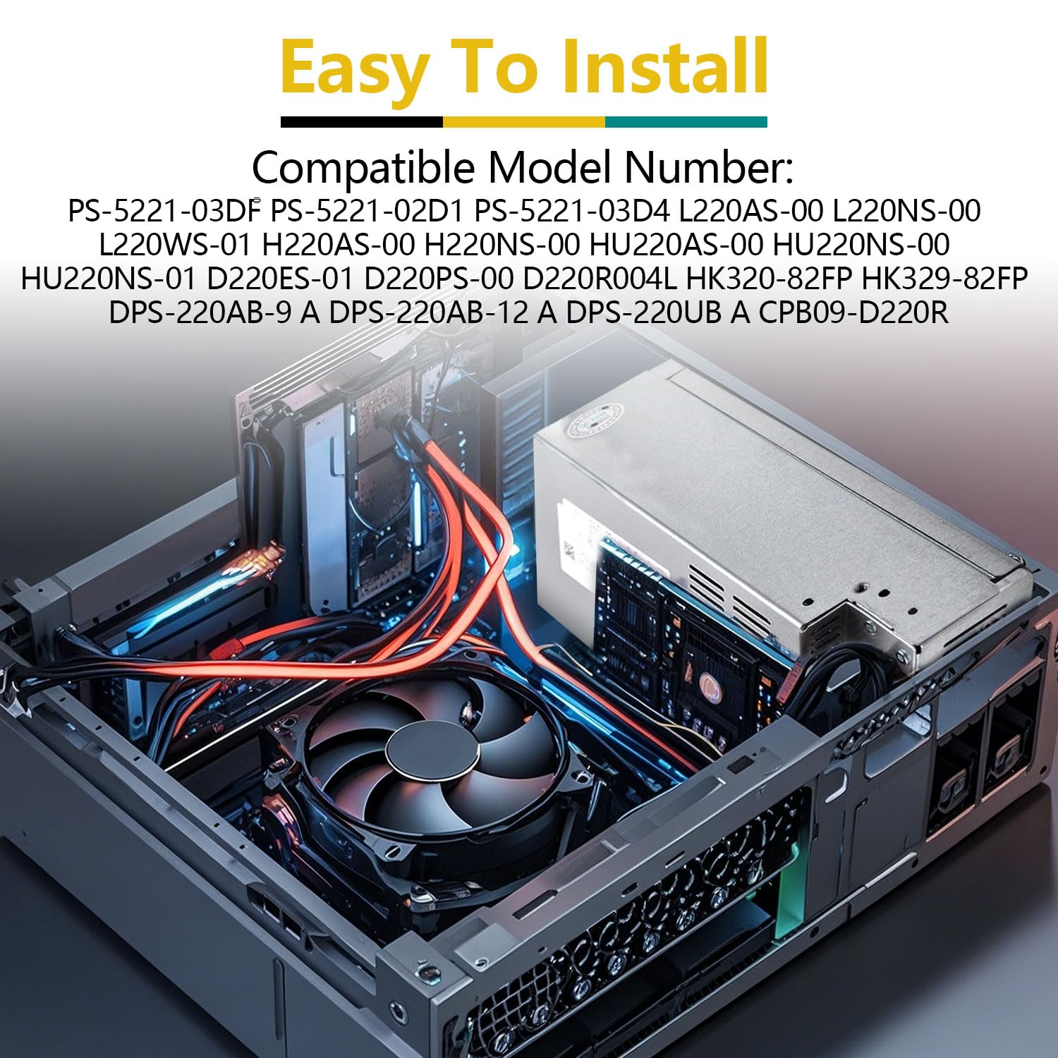 220W Power Supply Compatible with Dell Inspiron 3647 660s Replacement for Acer X1420 X3400 eMachines Gateway Series Delta DPS-220UB A Liteon H220AS-00 D220ES-01 L220AS-00 PS-5221-03DF R82H5 R82HS