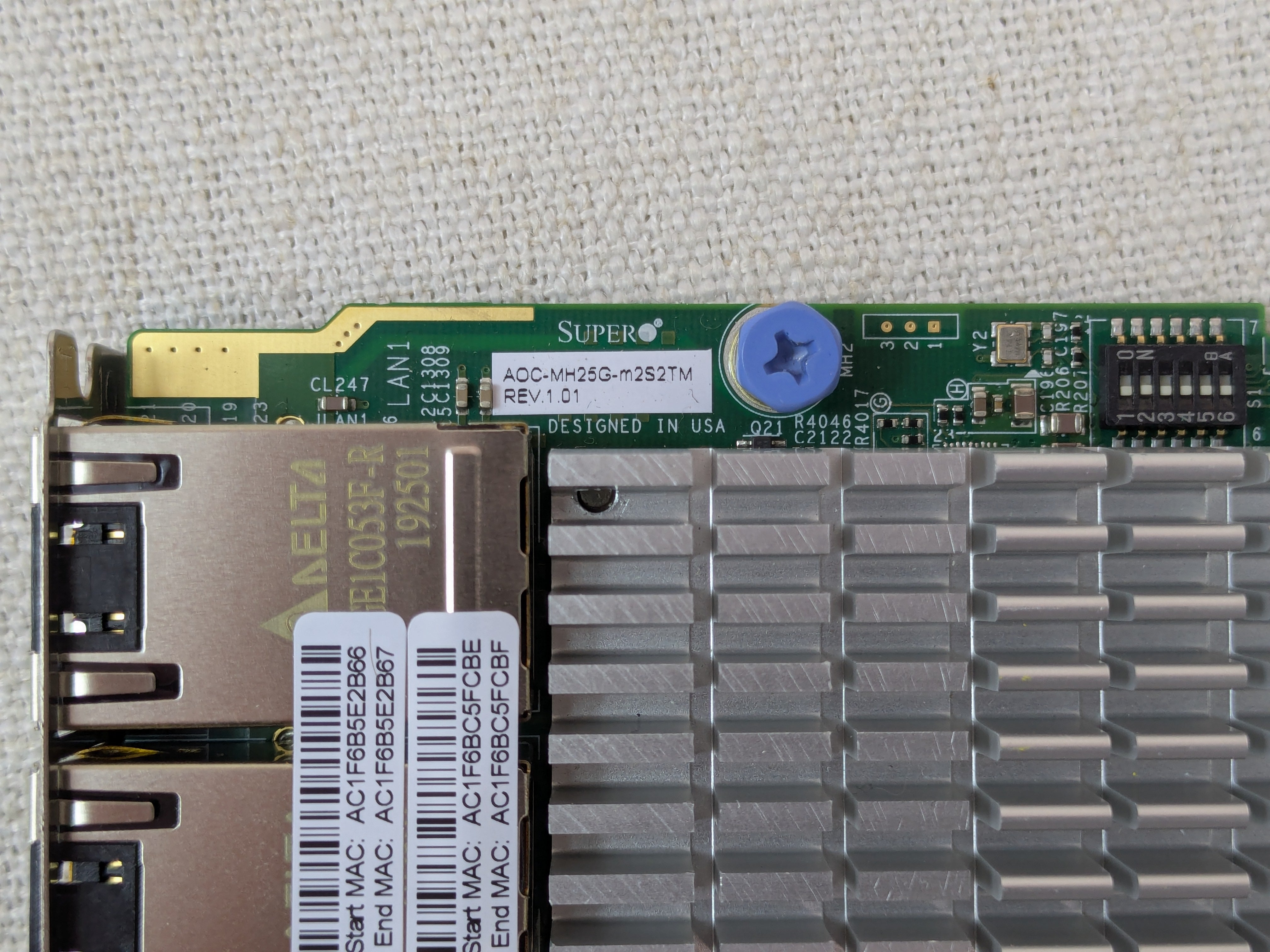Supermicro AOC-MH25G-M2S2TM Mellanox Connectx-4 2x 10GBASE-T, 2x 25G SFP28 LOM