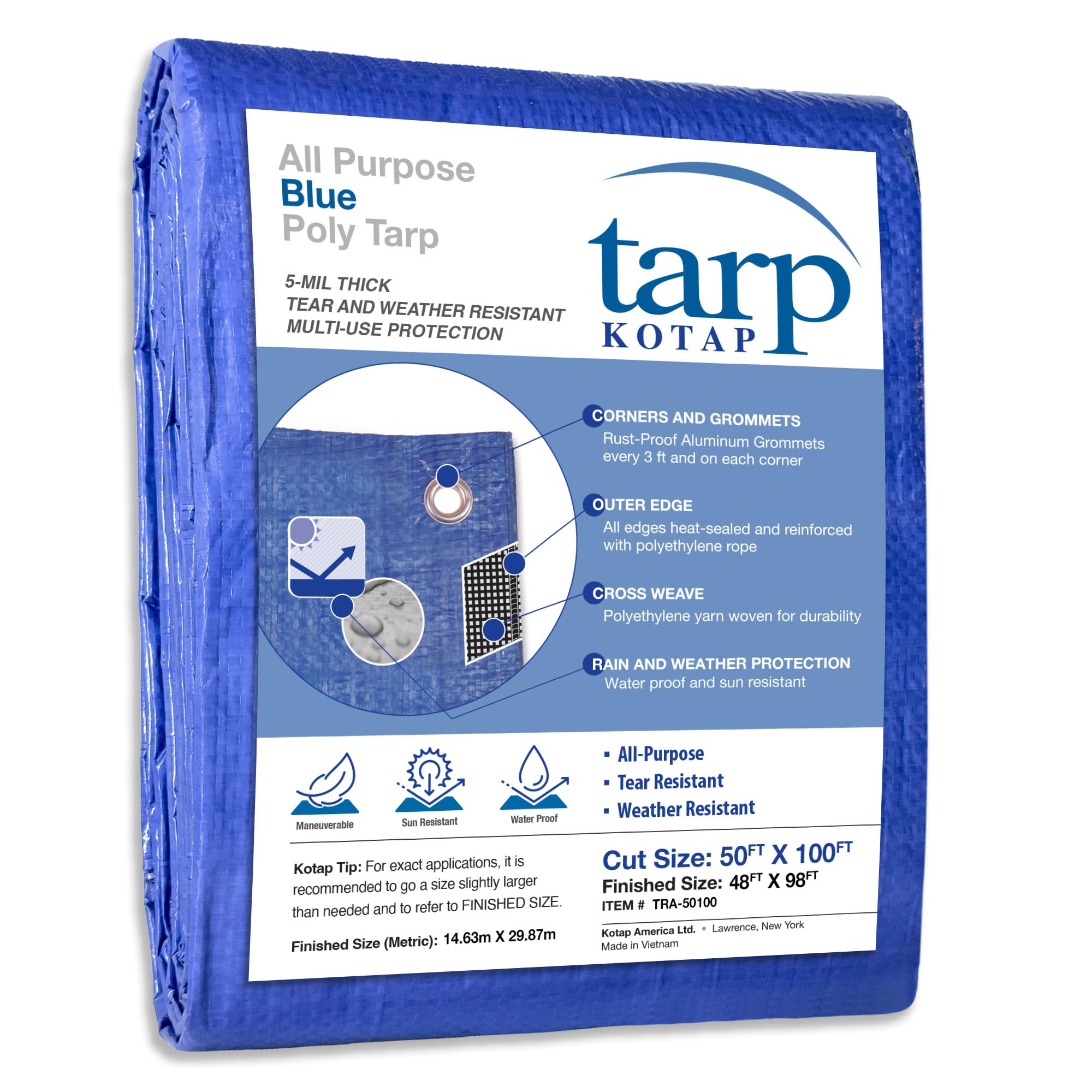 Blue Vinyl Tarp, 50' X 100'