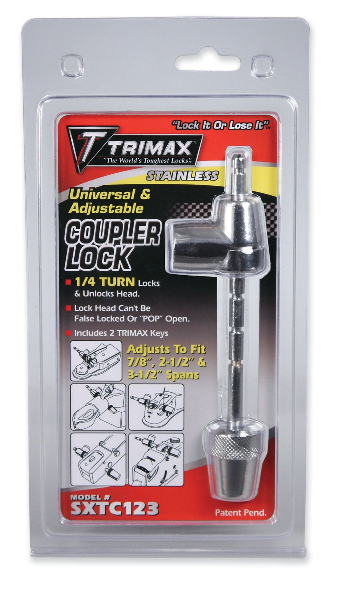 Trimax Locks SXTC123 Trimax Stainless Steel Universal Coupler Lock