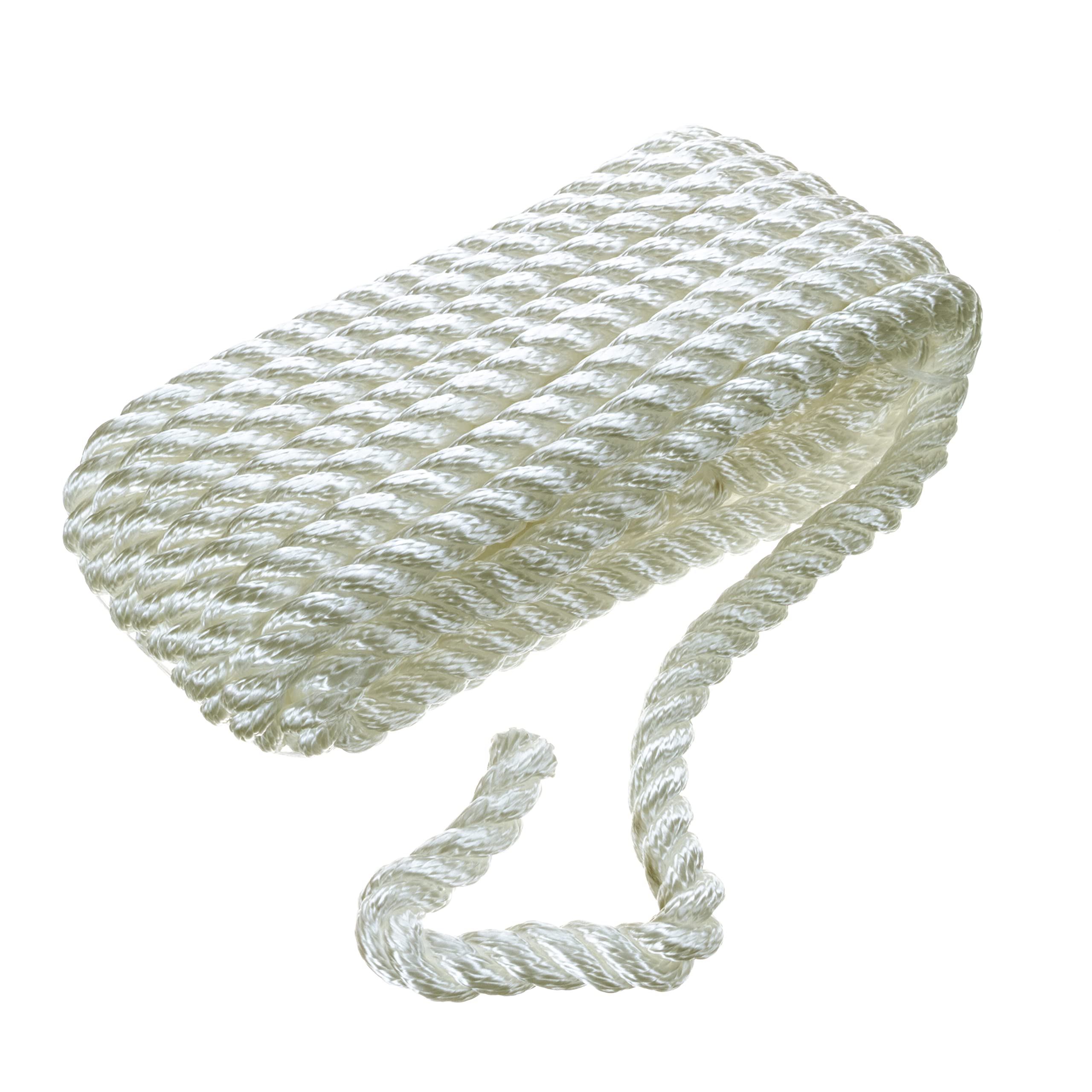 Seachoice 42571 3-Strand Twisted Nylon Dock Line, 1/2" x 25', White
