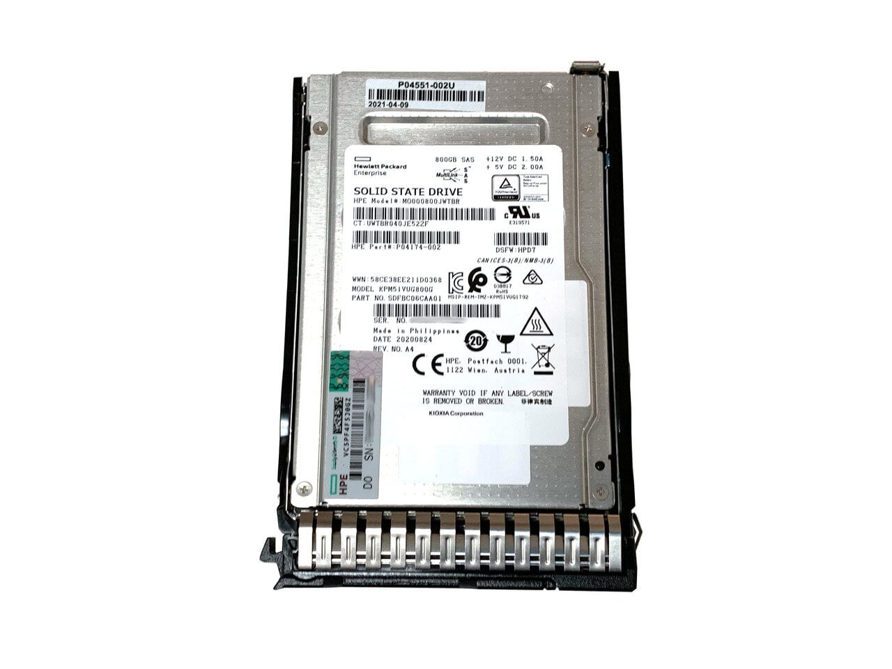 872378-X21 HPE 800GB SAS 12Gbps Mixed Use DS 3.5-Inch Solid State Drive with Smart Carrier Converter
