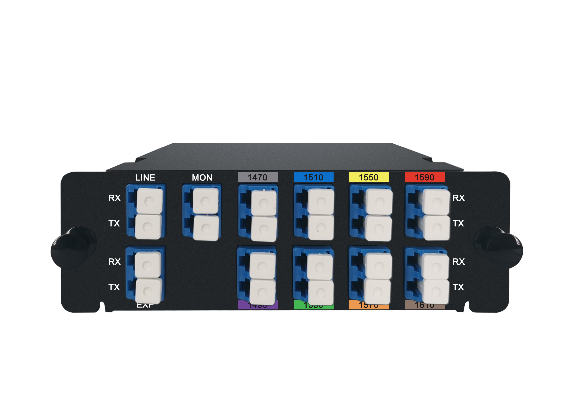 8CH 1470-1610nm, with Monitor and Expansion Port, LC/UPC, Dual Fiber, High Density CWDM Mux Demux, FHD Plug-in Module