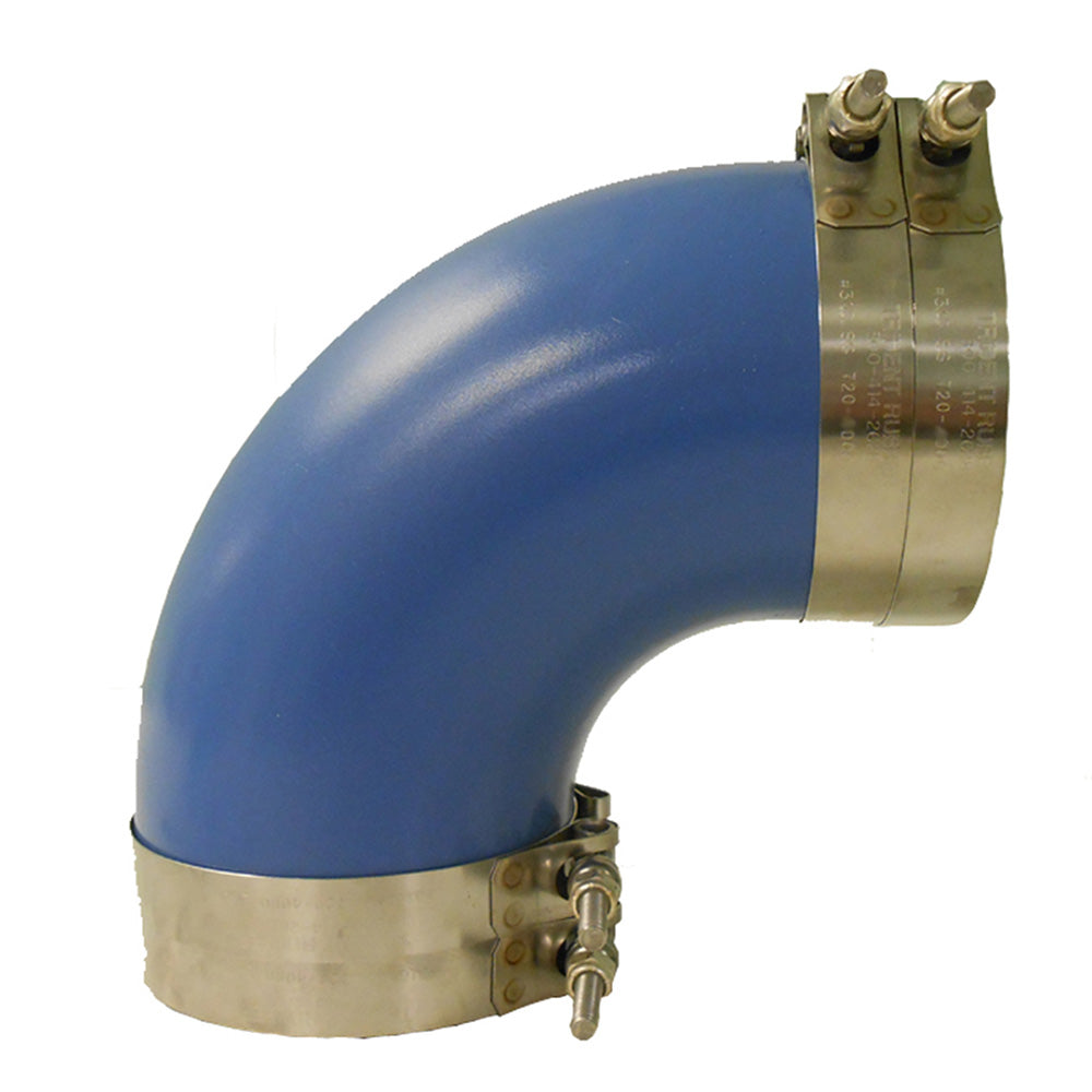 Trident Marine 290V3000-S/S Trident Blue Silicone "VHT" 90 Degree Elbow w/T-Bolt, Clamps, 3"