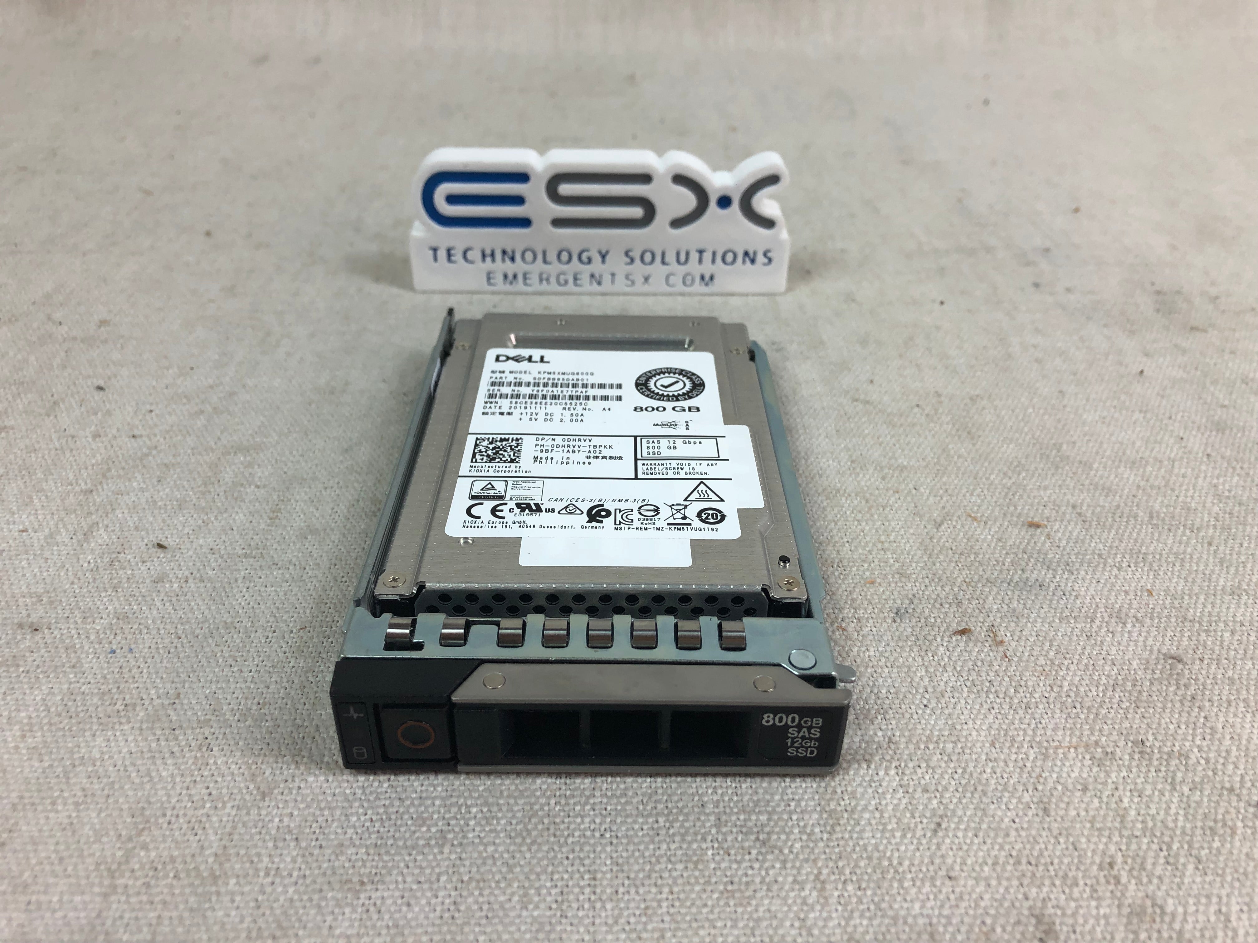 Dell DHRVV 800GB 12Gb/s 2.5” SAS SSD Toshiba KPM5XMUG800G