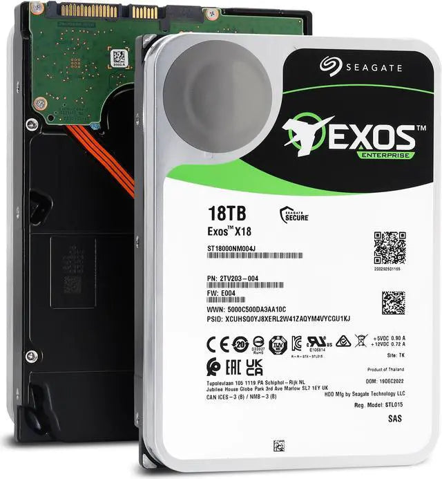 Seagate 18TB Exos X18 7200 RPM SAS 12Gb/s 512e/4Kn 256MB Cache 3.5-Inch Enterprise Hard Drive HDD (ST18000NM004J