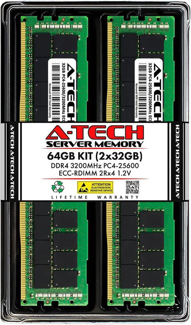 64GB (2x32GB 2Rx4 PC4-25600R DDR4 3200 MHz ECC RDIMM Registered DIMM 288-Pin Dual Rank x4 Server & Workstation RAM Memory Upgrade Kit