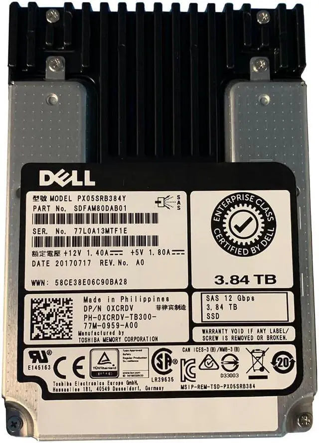 Dell XCRDV 3.84TB SAS 12GBPS 2.5" SSD PX05SRB384Y SDFAM80DAB01