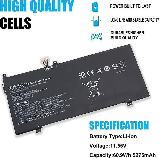 Burflo CP03XL Battery for HP Spectre X360 13-AE000 Series:13-AE011DX 13-AE012DX 13-AE001NG 13-AE006NO 13-AE013DX 13-AE091MS 13-AE0XX CP03060XL 929066-421 929072-855 HSTNN-LB8E LB8-11.55V 60.9Wh