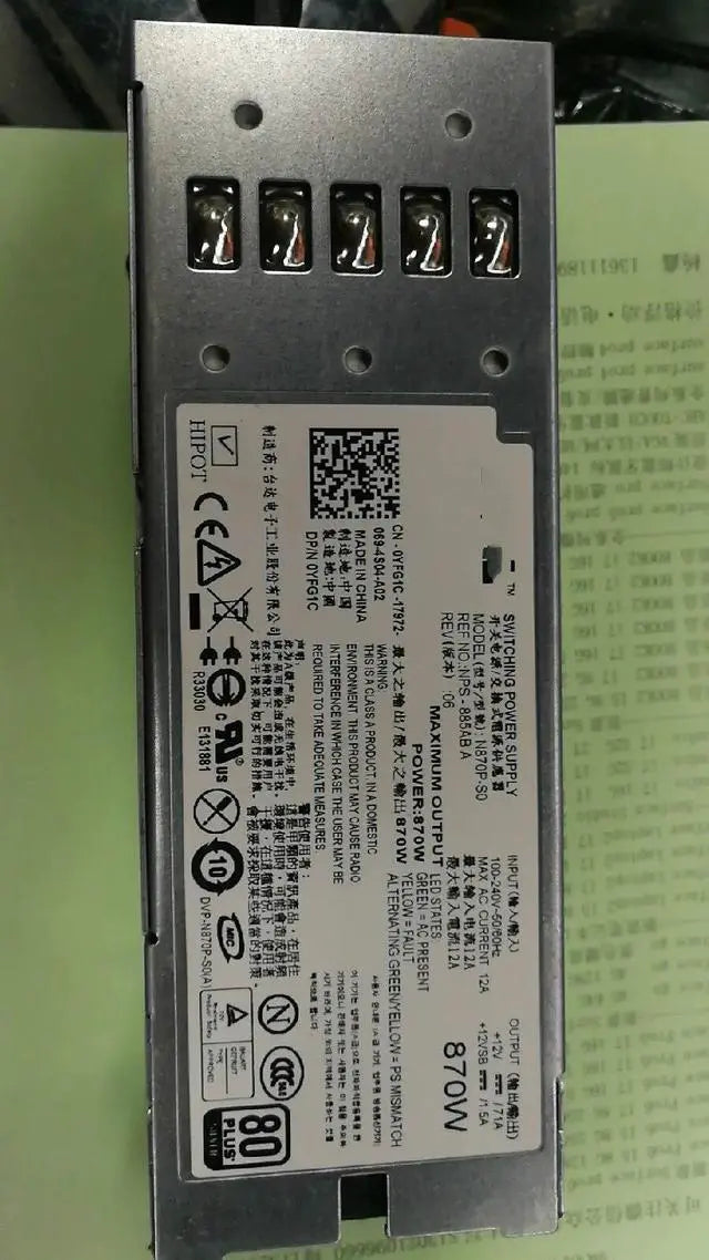 For Dell R710 T61d0 server power supply 870W power supply N870P-S0 A870P-00