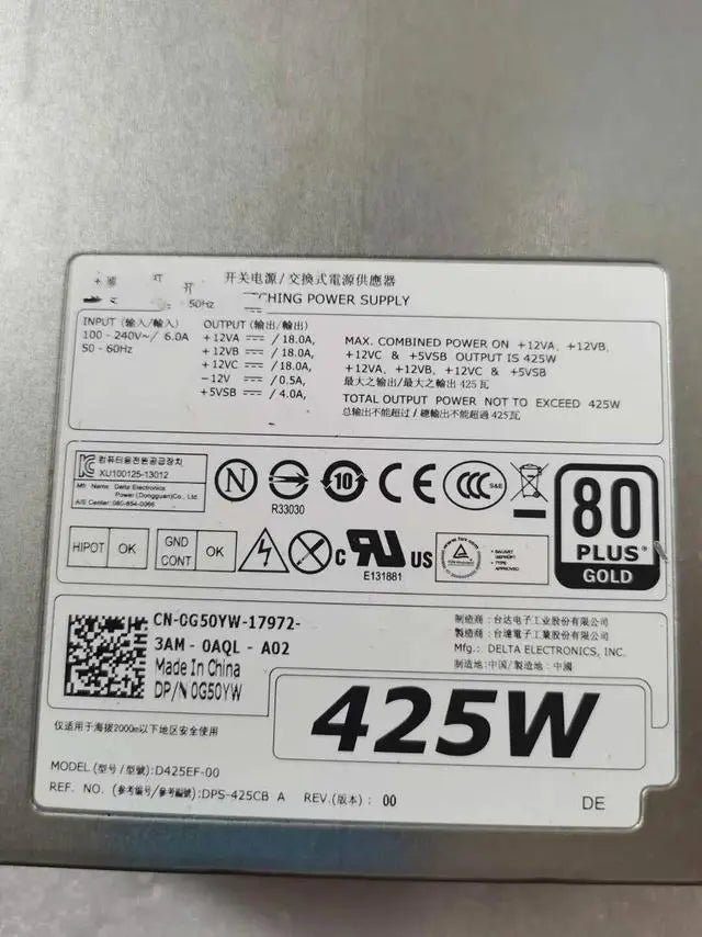 For Dell T3600 t3610 power supply 425W G50YW AC425EF Y6WWJ 03MFJ FFD0H